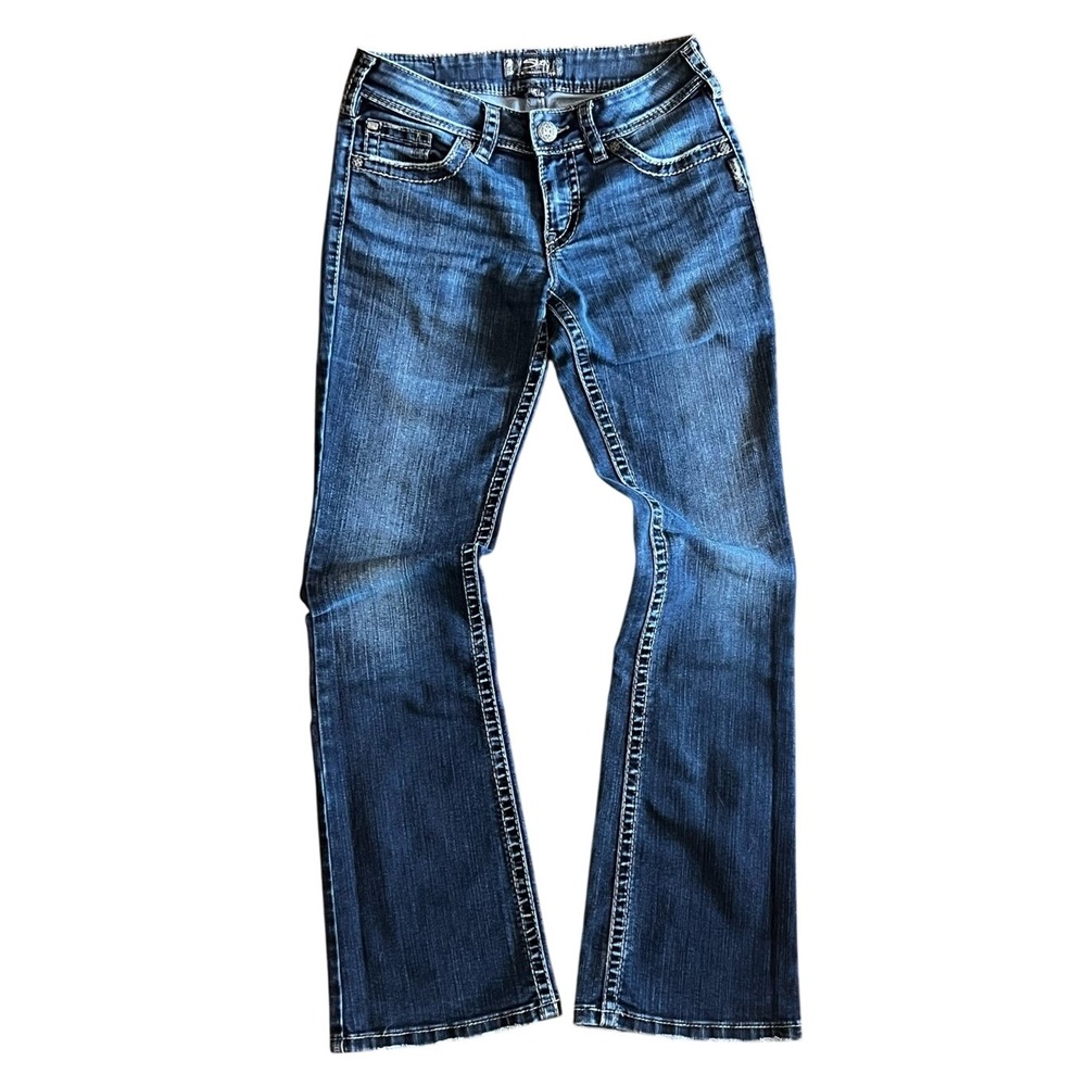 Silver Jeans Suki Surplus Dark Wash Bootcut‎ Flare Flap Pocket Jeans Y2K W28